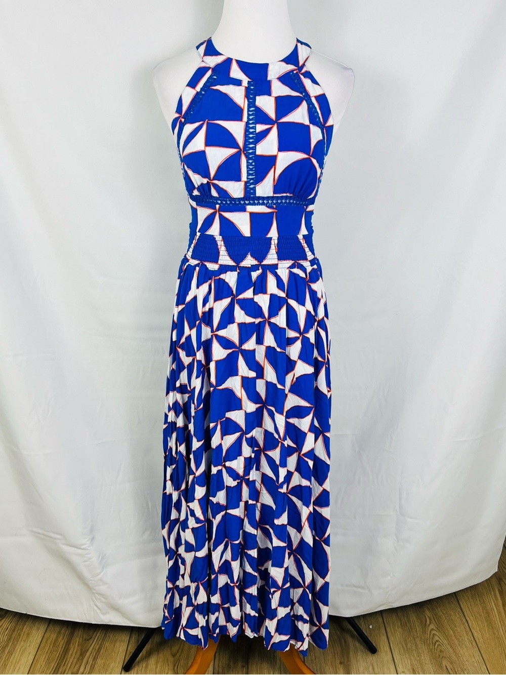 Abel the Label Blue Geometric Halter Maxi Dress